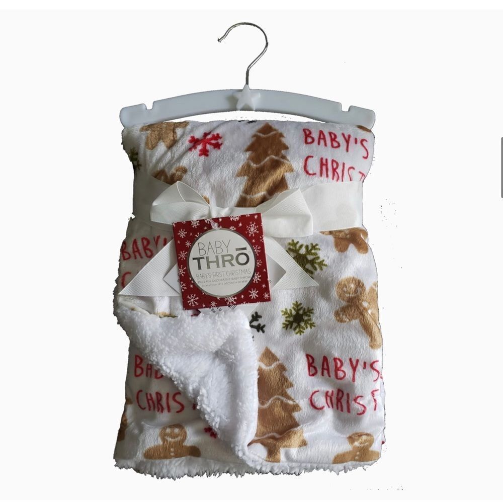 Thro Micromink Christmas Baby Throw Blanket, 30" x 40" (Gingerbread Man) NWT